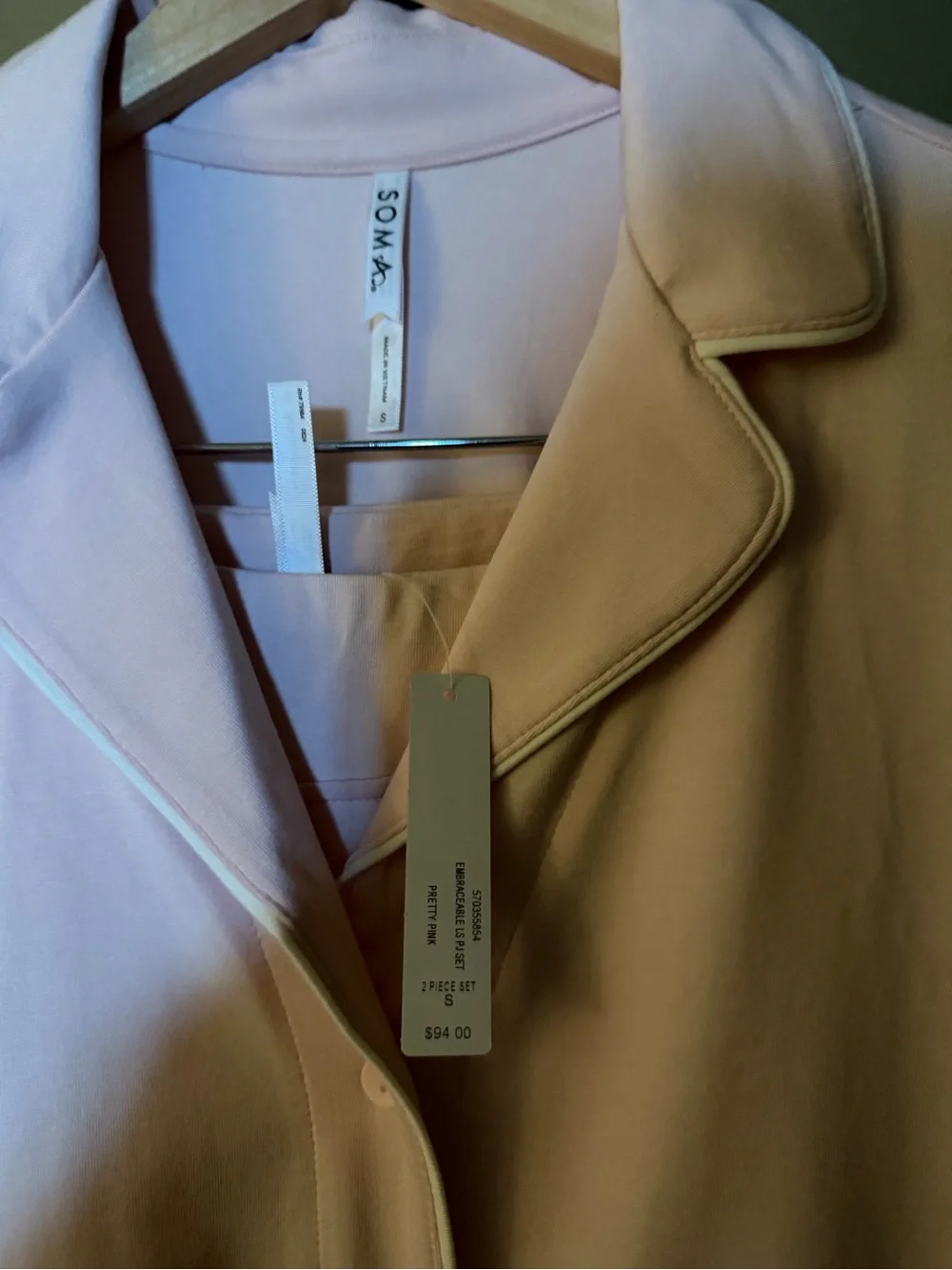 Soma Pale Pink Classic Button-Front Pajama Set